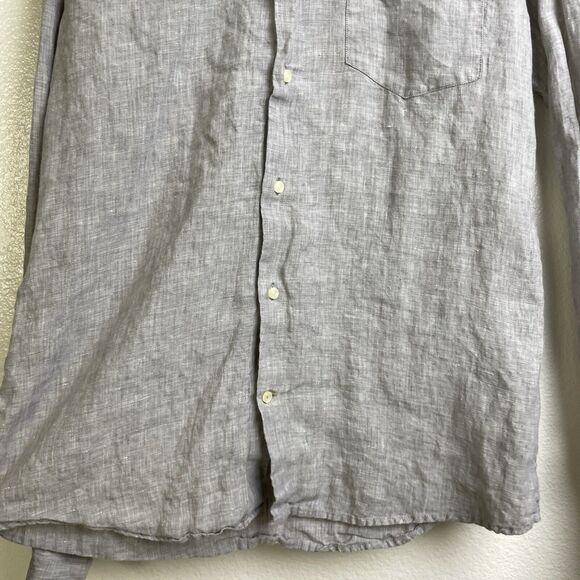 Barbour Dress Tartan Linen Shirt Mens Large Gray Check Cuff Kenneth Button Up - Picture 5 of 12